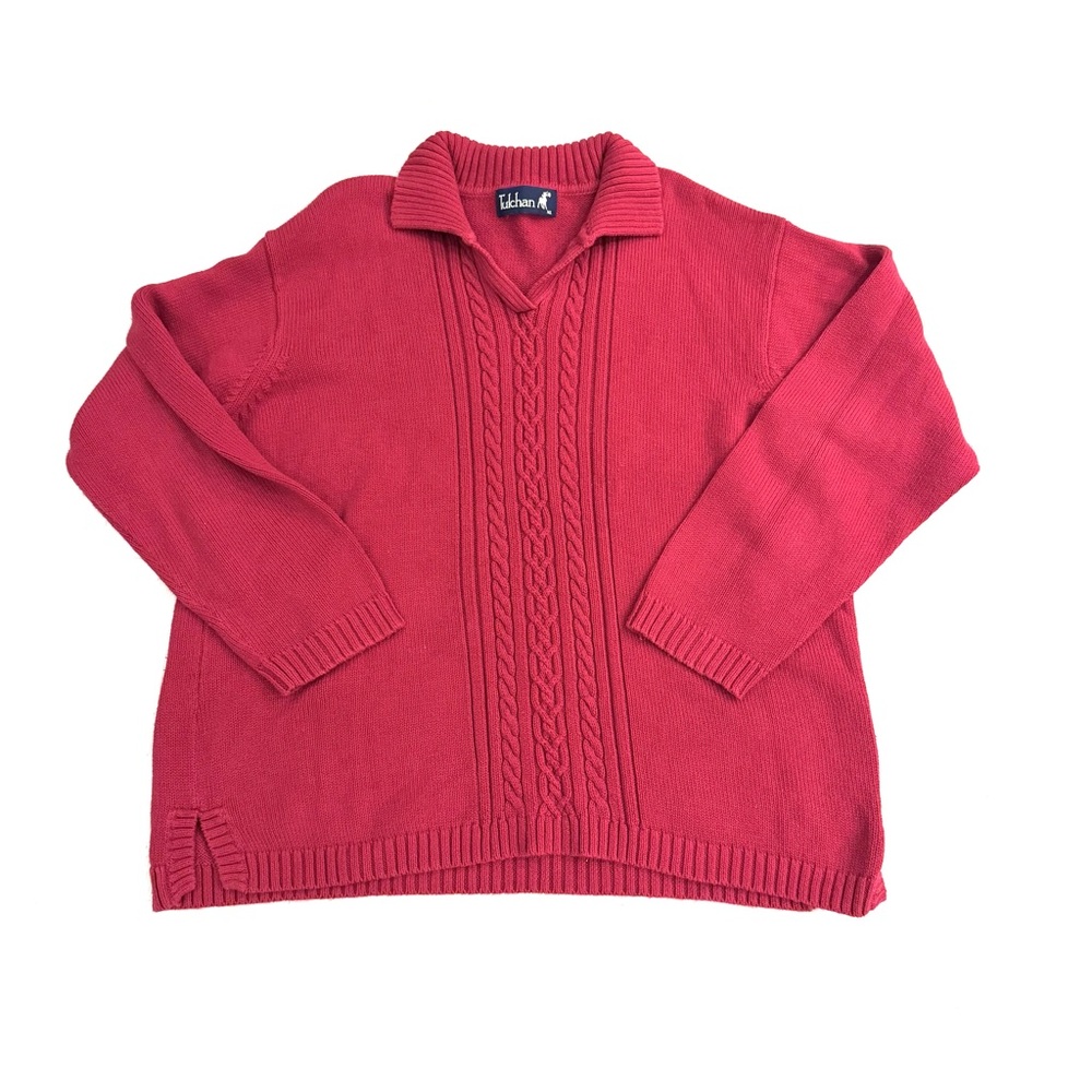 Tulchan Red Cable Knit Sweater